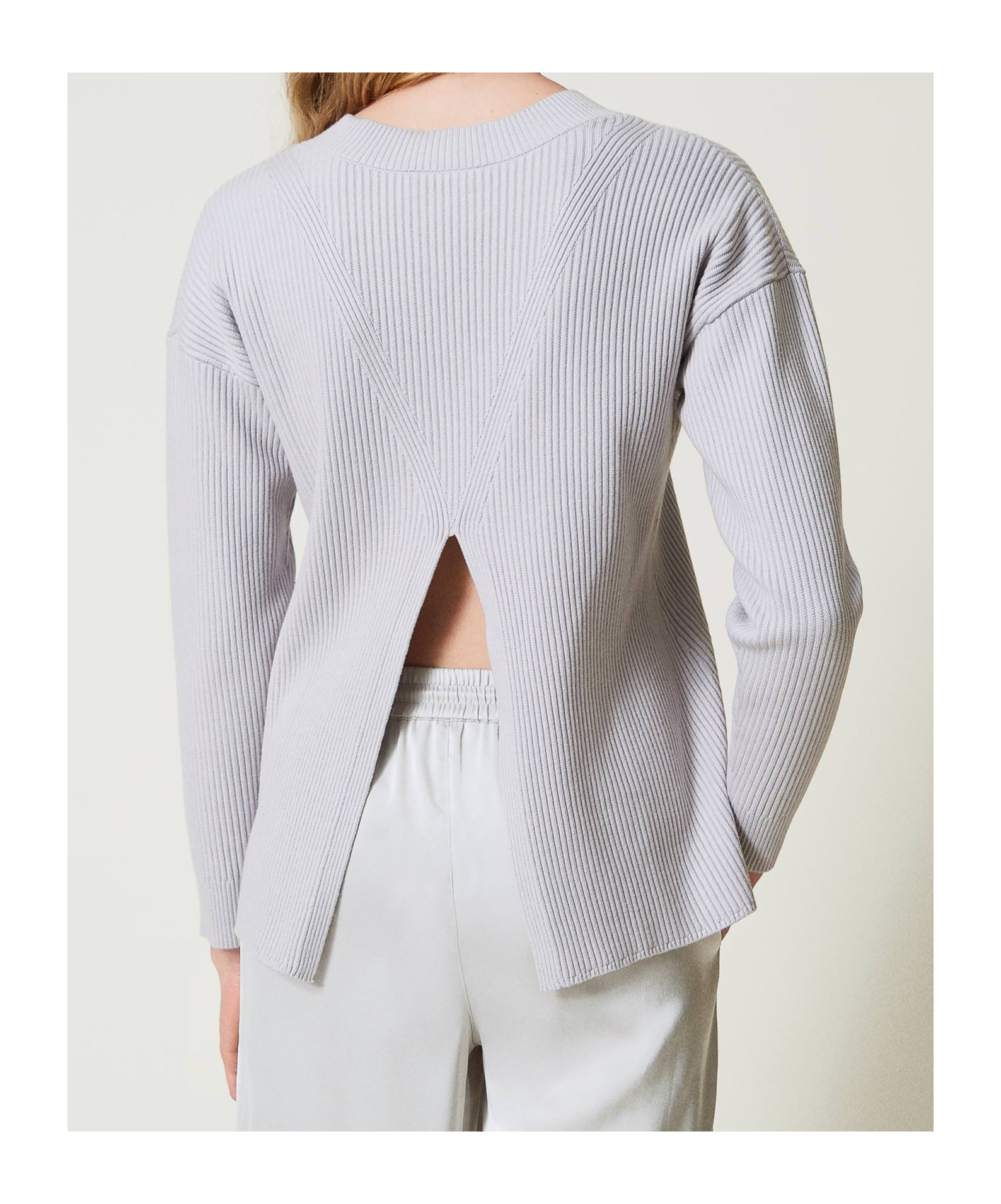 Twinset Long-sleeved Sweater In Silver