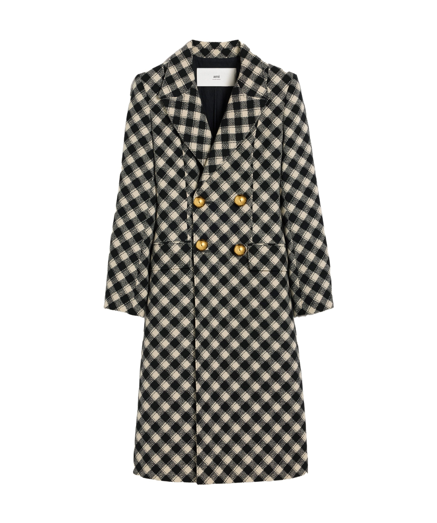 Ami Alexandre Mattiussi Checked Wool Coat In Black