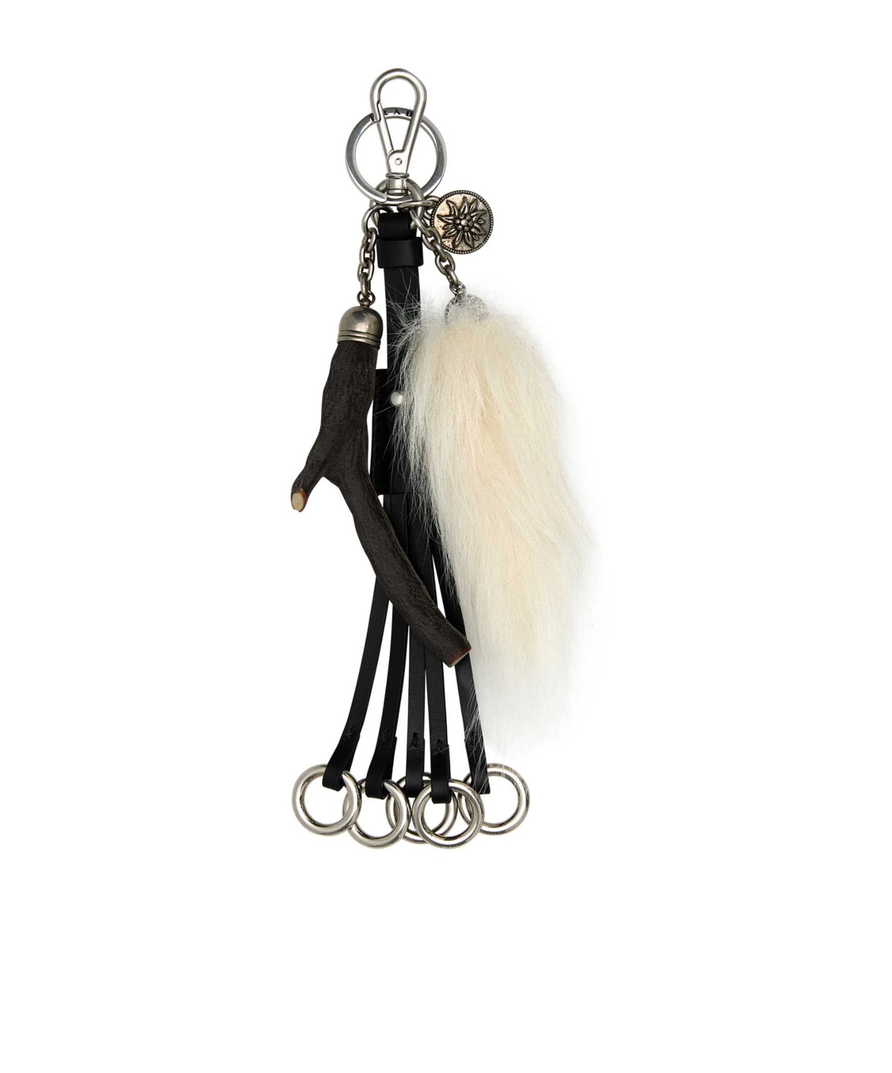 Prada Black Leather Key Ring In Multicolor