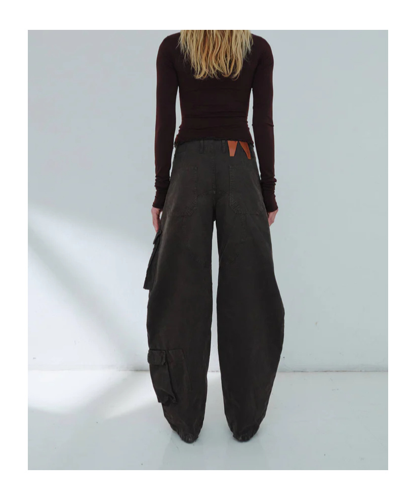Darkpark Canvas Bow Cargo Pants In Brown