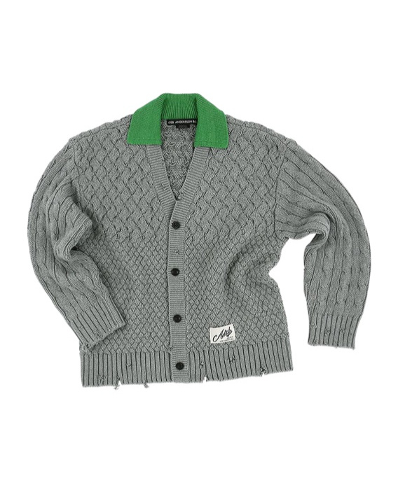 Andersson Bell Gray Green Collar V-neck Cardigan In Grey