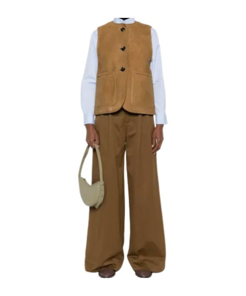 Soeur Buttoned Suede Waistcoat In Brown
