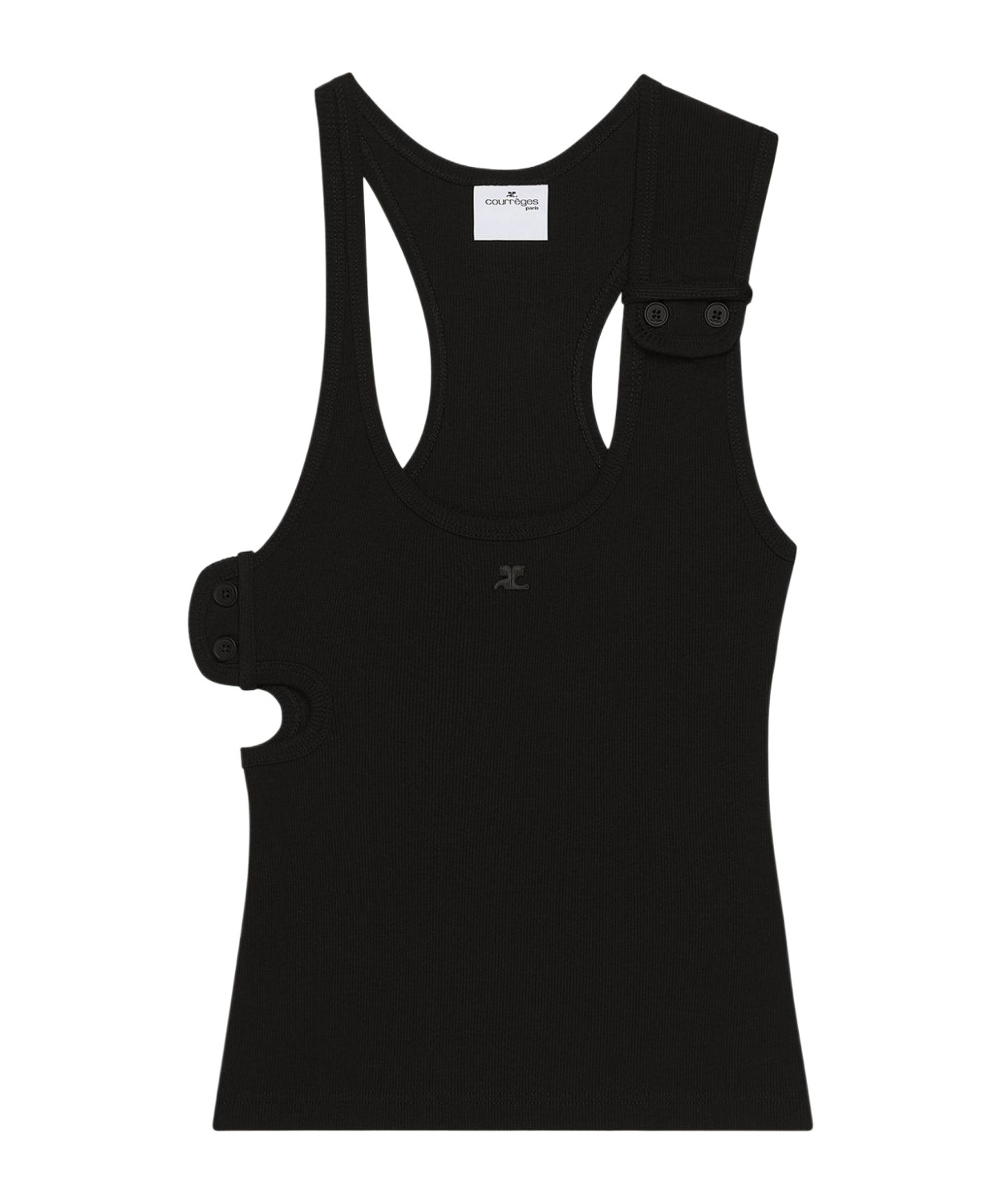 Shop Courrèges 90's Ribbed Tank Top In Black
