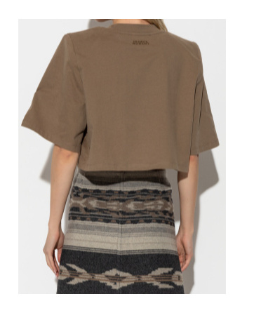 Isabel Marant Crewneck Cropped T-shirt In Brown