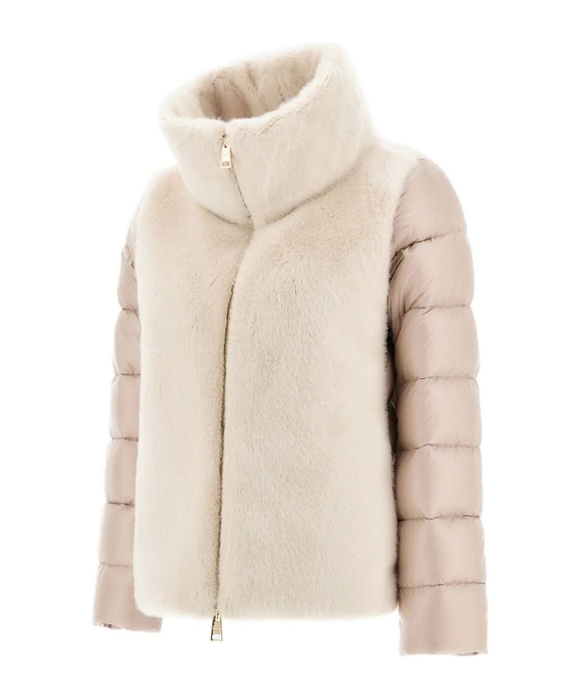 Herno Fur-trimmed Quilted Jacket In Gold