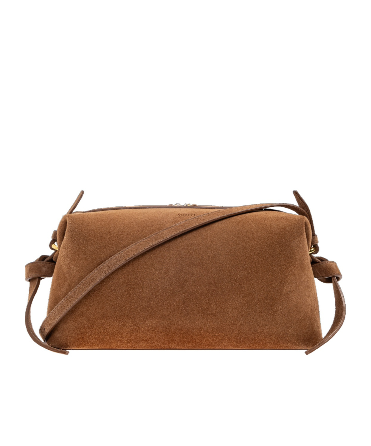 Yuzefi Brioche Knotted Suede Shoulder Bag In Brown