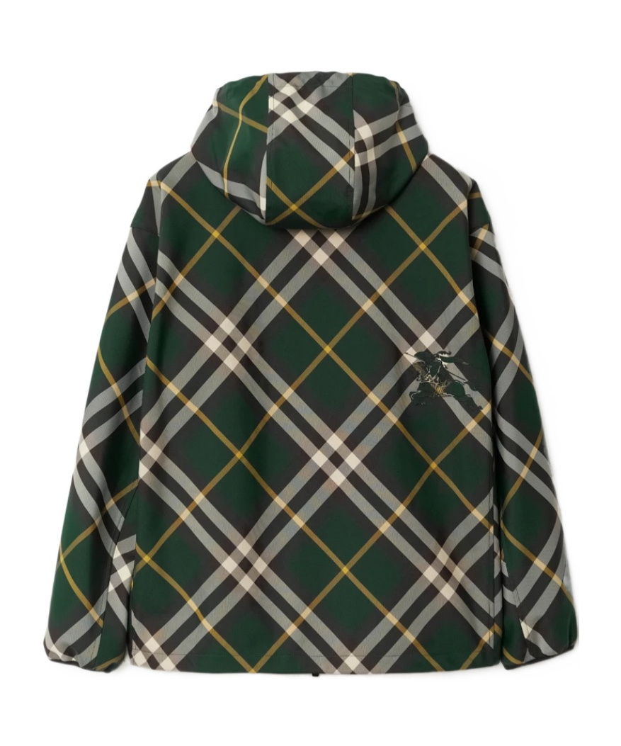 Burberry Check-pattern Zipped Hooded Jacket In Black