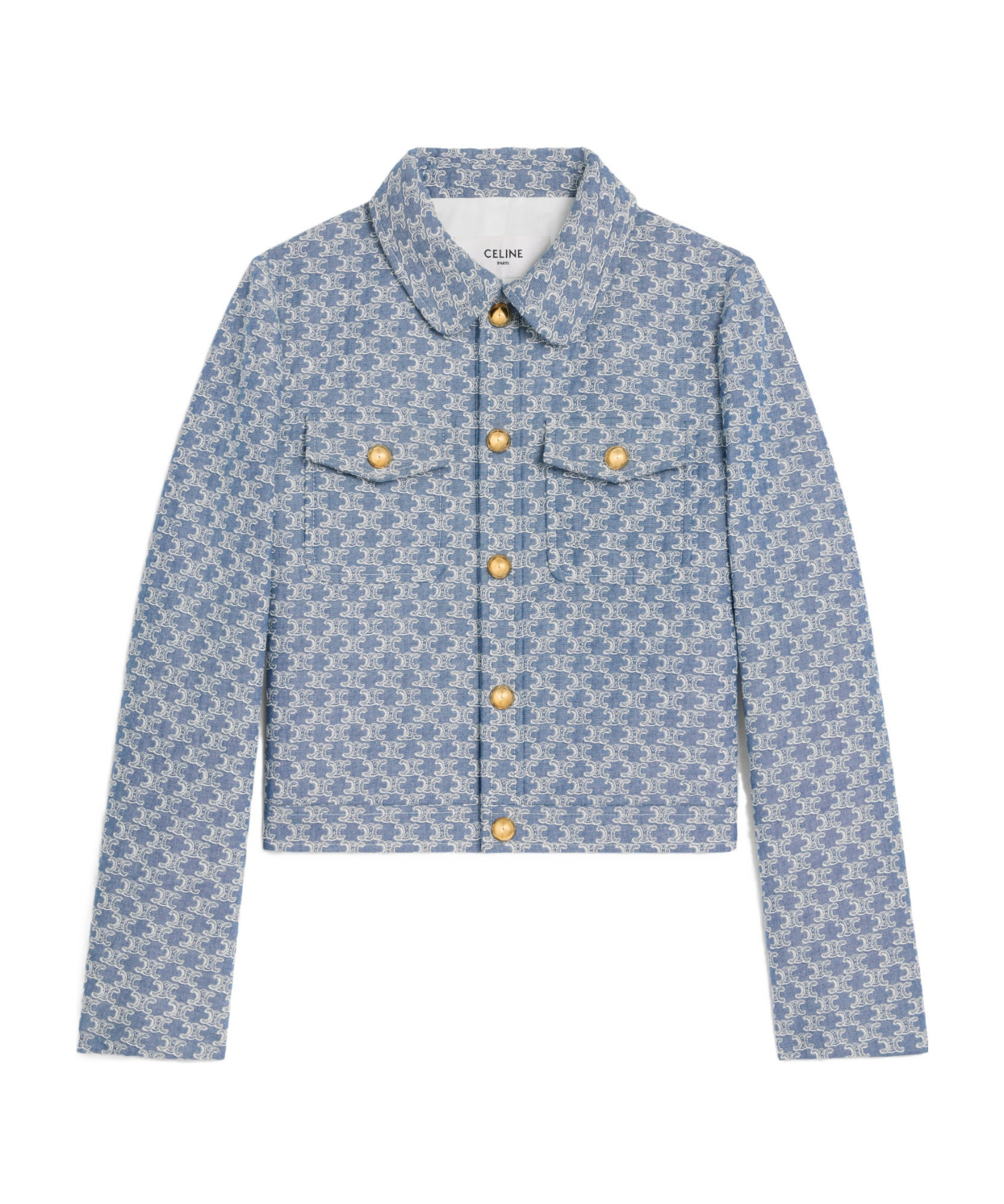 Celine Cotton Trucker-jacket With Monogram In Blue