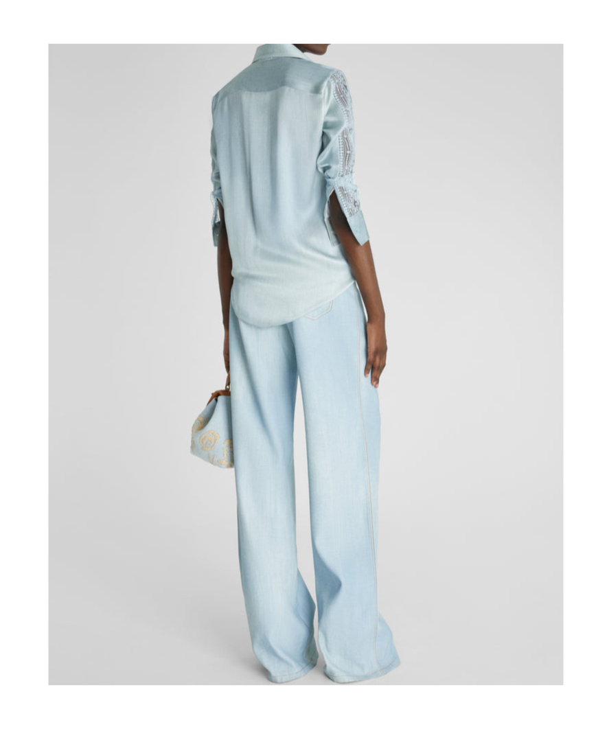 Ermanno Scervino Embroidered Shirt In Blue