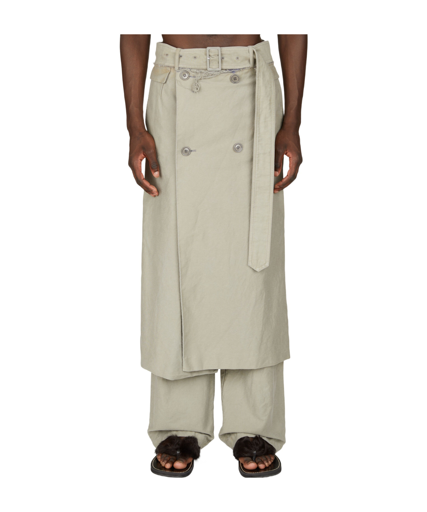 Dries Van Noten Wrap Casual Pants In Gray