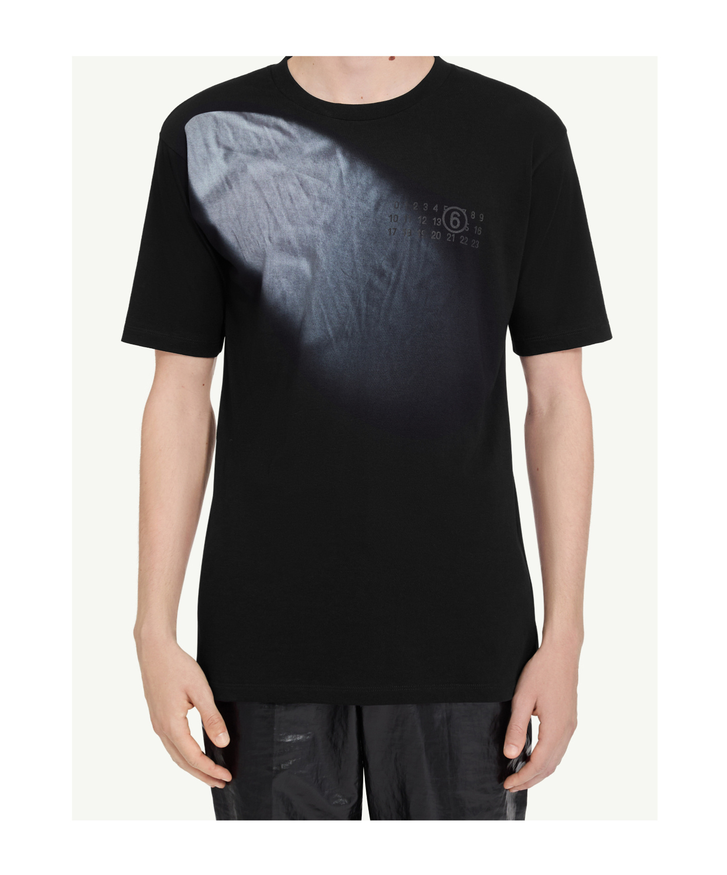Mm6 Maison Margiela Mm6 By Maison Margiela Gradient Effect Black T-shirt With Subtle Graphic Print In Black