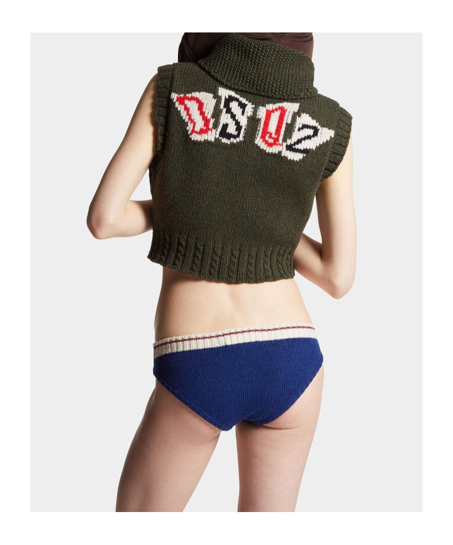 Dsquared2 Sleeveless Zipped Knitted Cardigan In Black