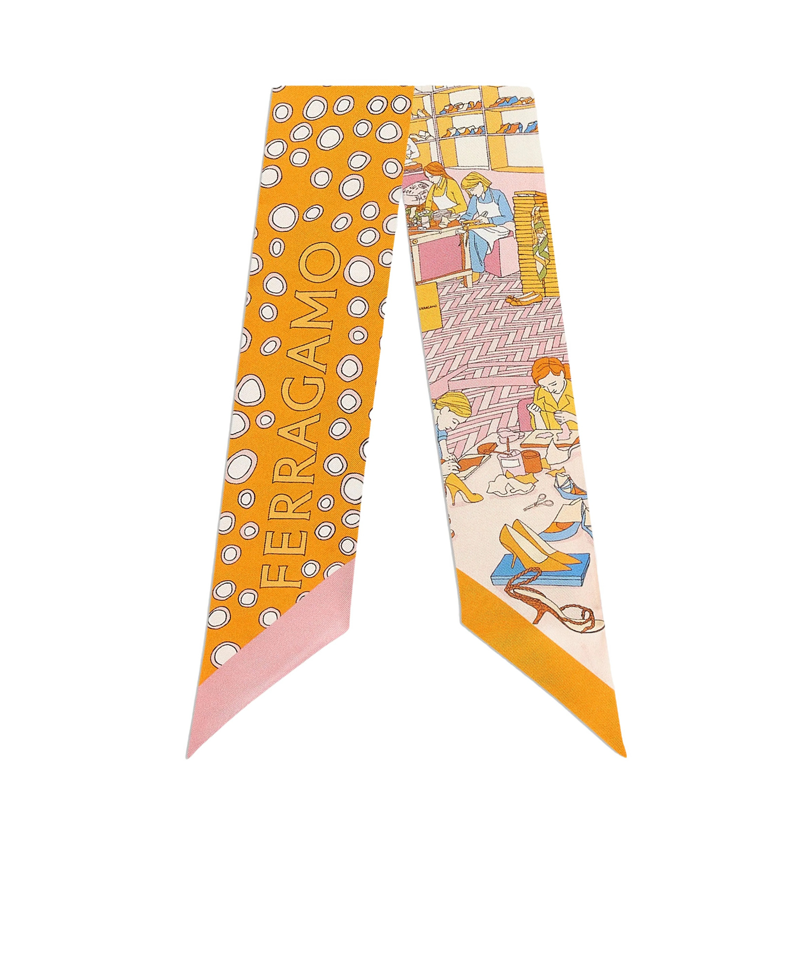 Ferragamo Atelier Printed Silk Scarf In Yellow