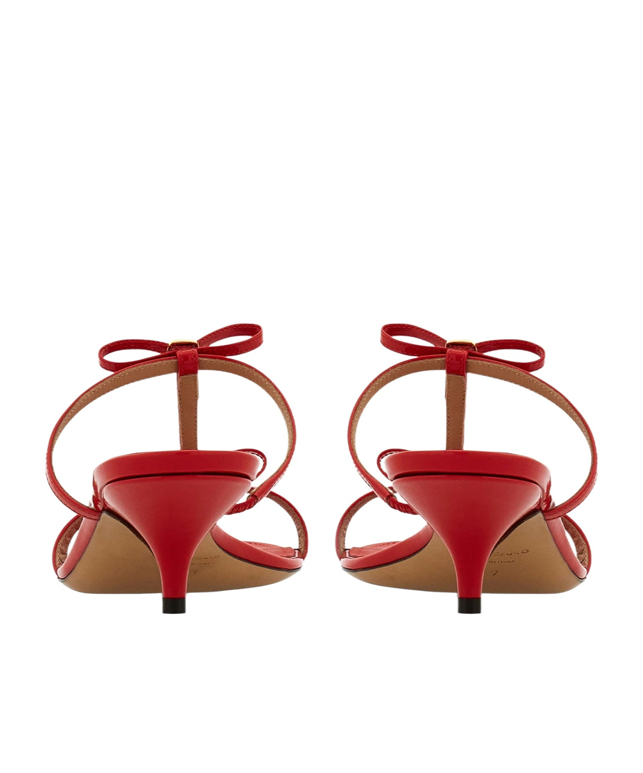 Ferragamo Bow Detail Kitten Heel Open Toe Mules In Red
