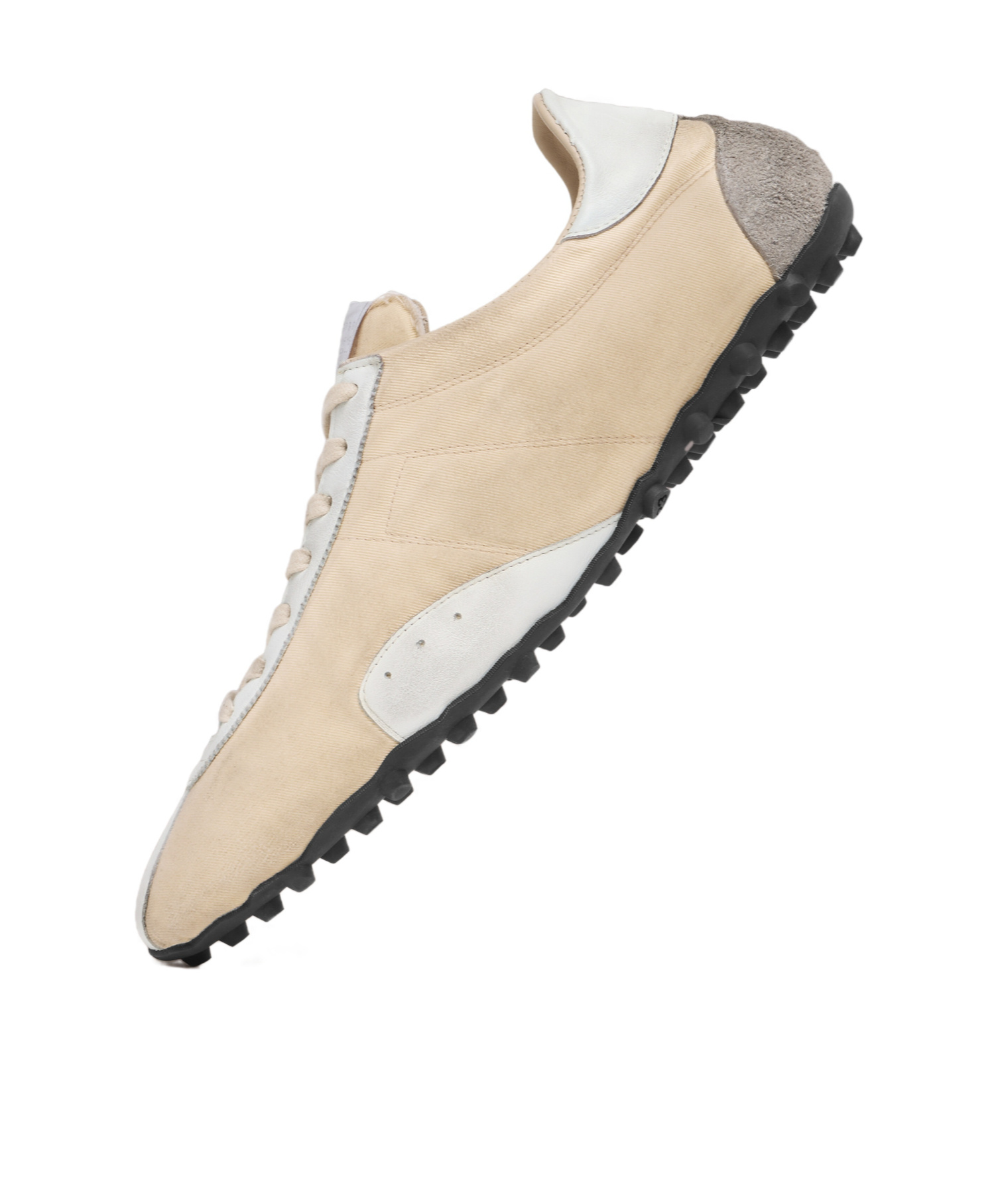Maison Margiela Leather Lace-up Trainers Featuring Suede Accents In White