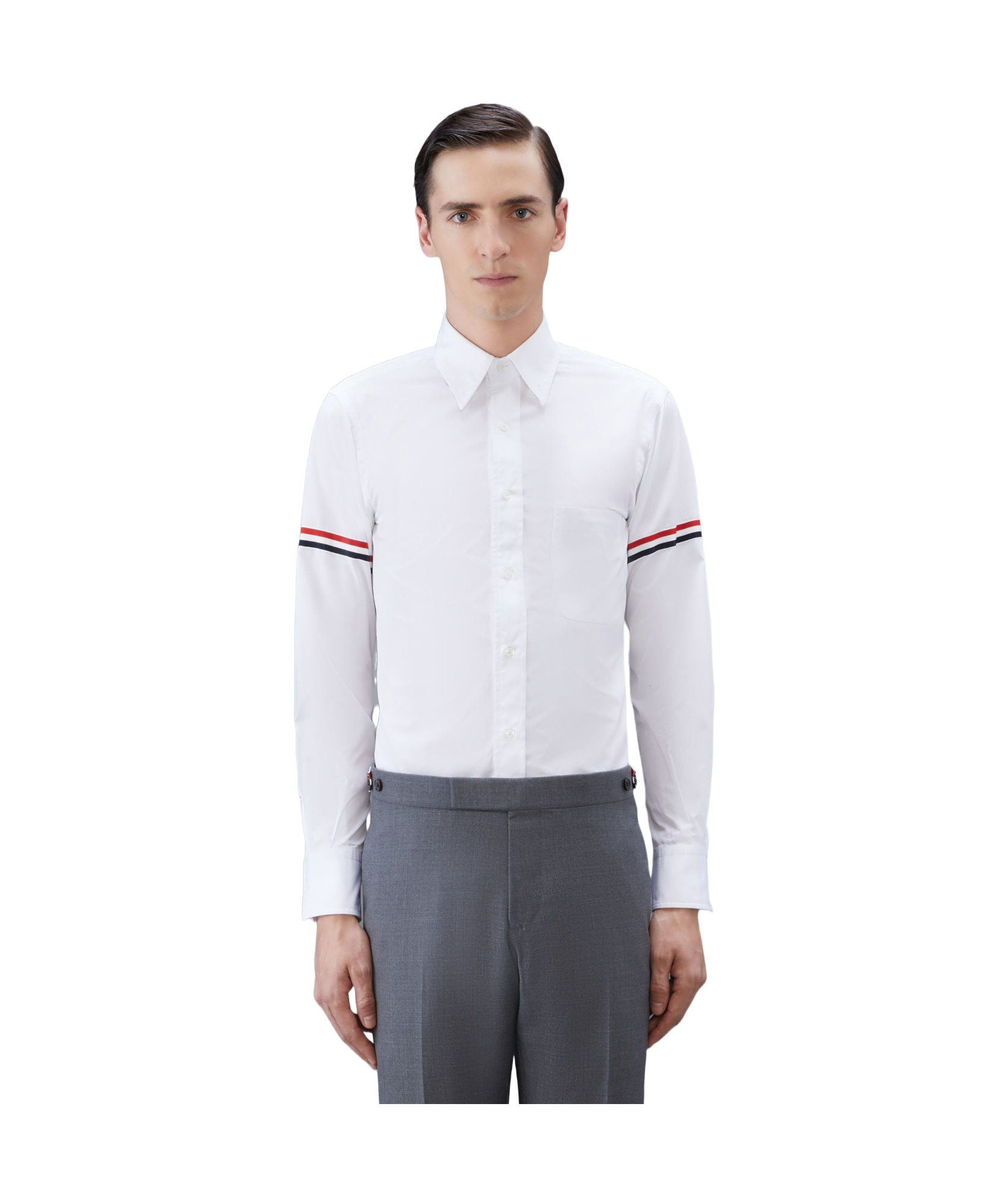 Thom Browne Oxford Button-down Shirt With Rwb Armbands In White