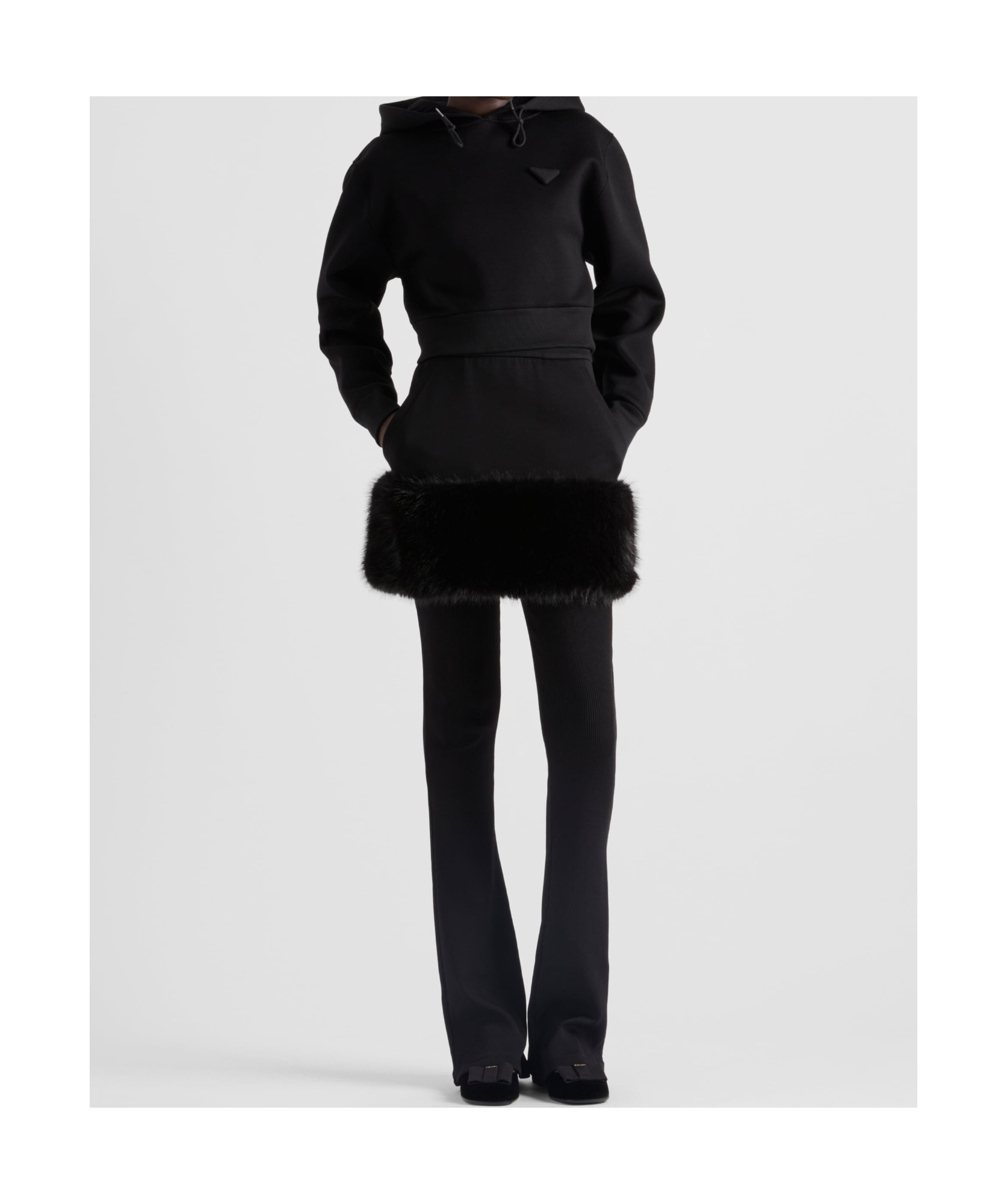 Prada Kurzer Kapuzenpullover In Black