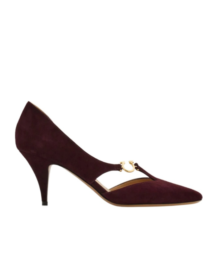 Ferragamo Hollow Detail High Heels In Burgundy