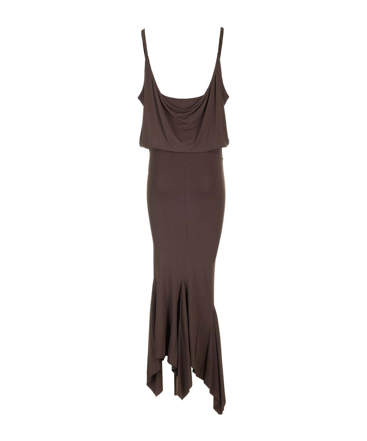 Shop Attico The Asymmetric Jersey Midi Dress In Brown