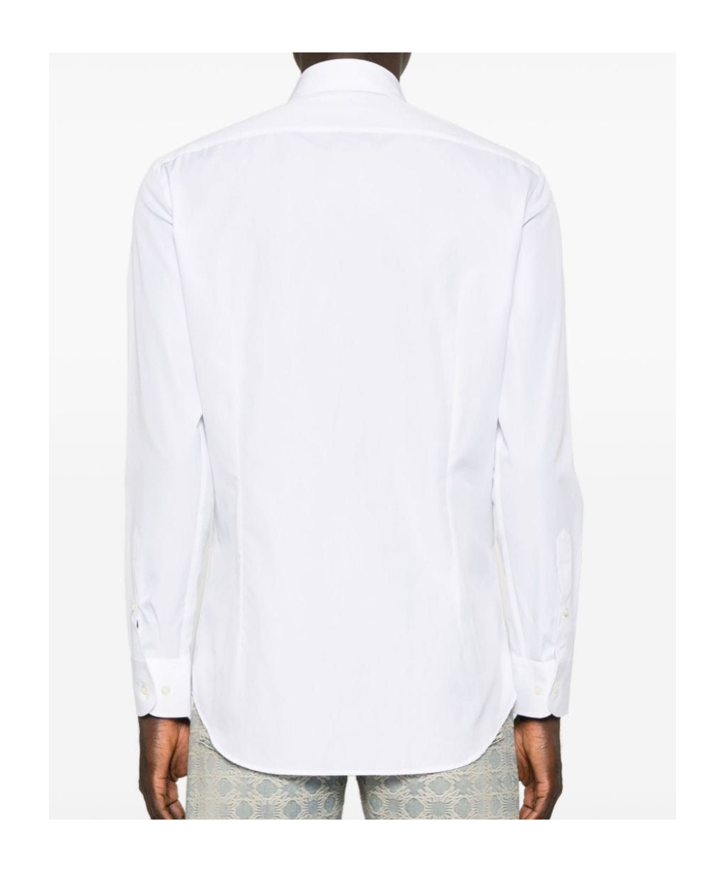 Etro Two Fabrics Formal Shirt Button Dow In White