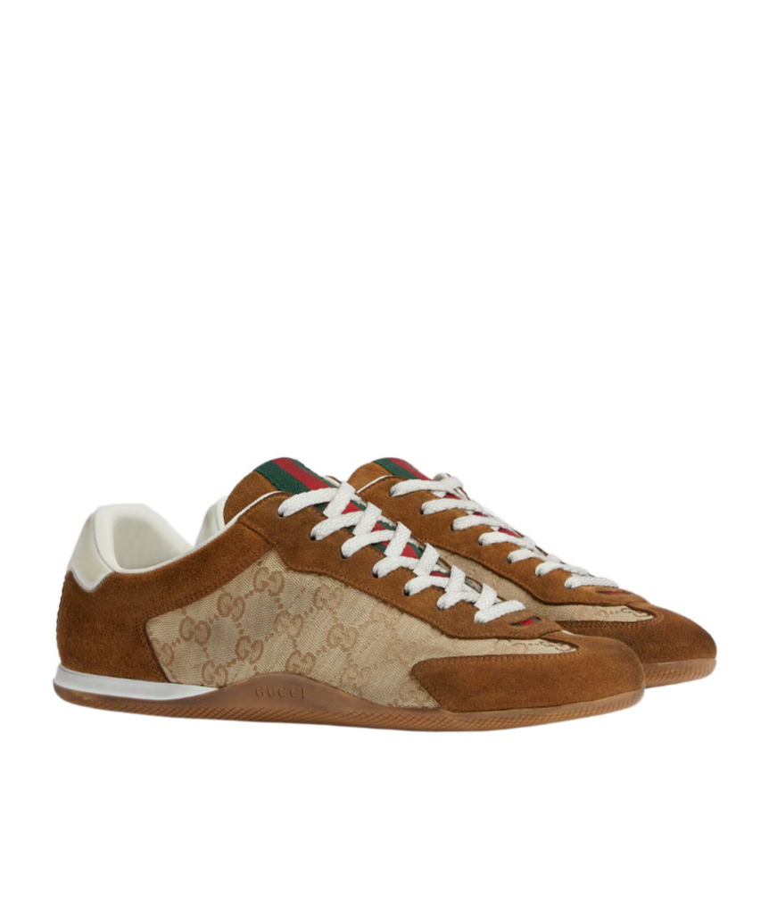 Gucci Shift Gg Canvas And Suede Sneakers In Multi