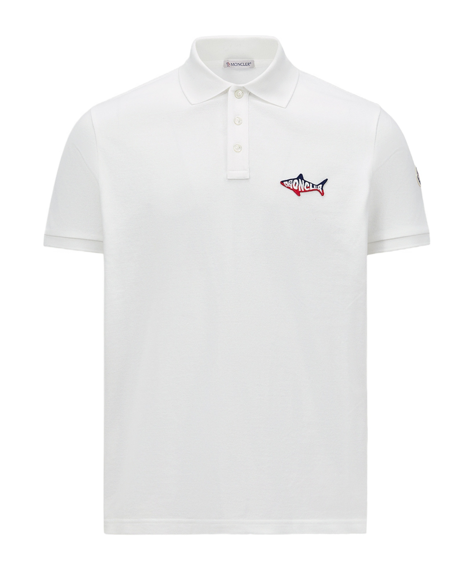 MONCLER SHARK PATCH COTTON PIQUET POLO SHIRT