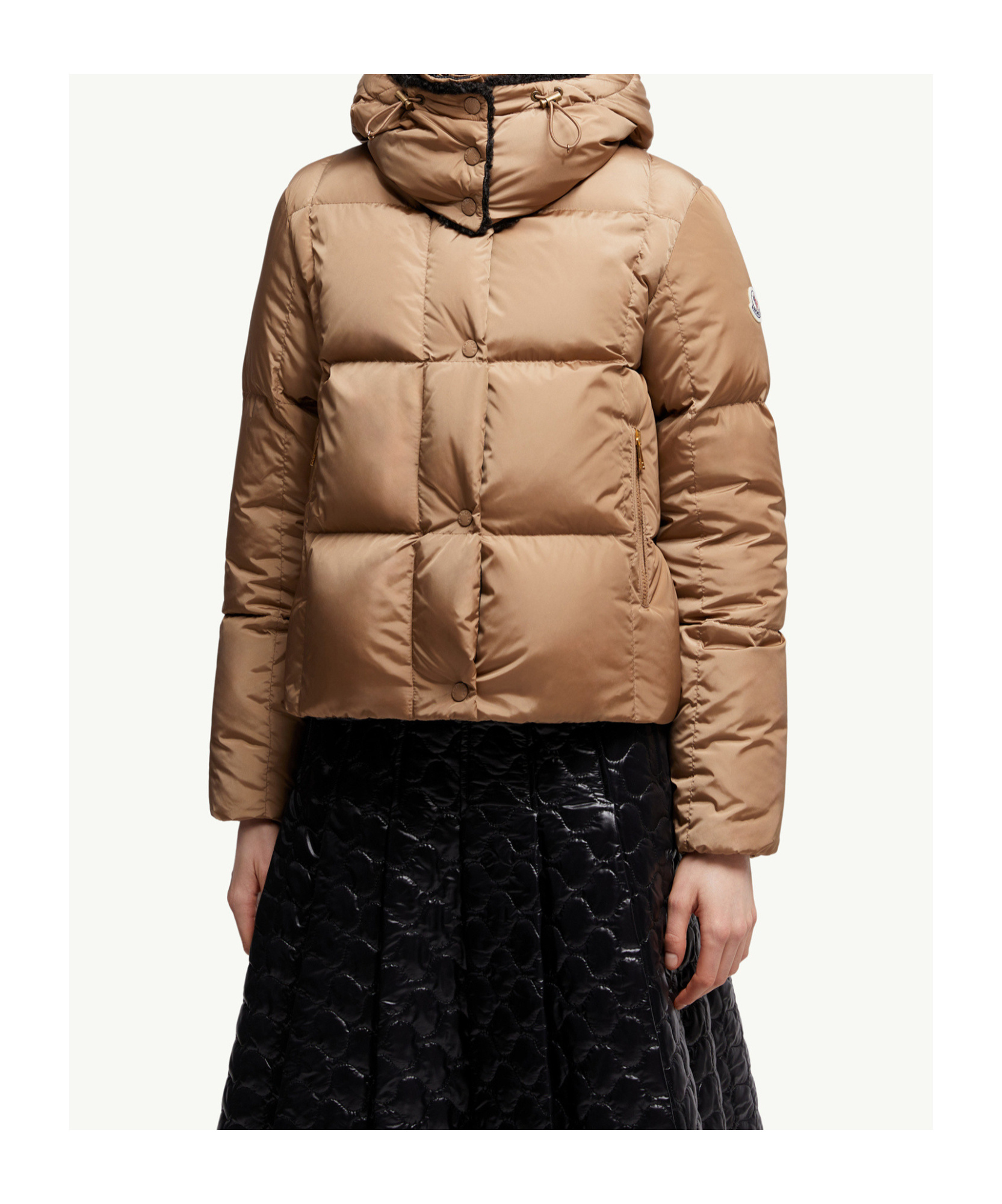 Moncler Castelnou Square-quilted Hooded Short Down Jacket Clothing In Brown