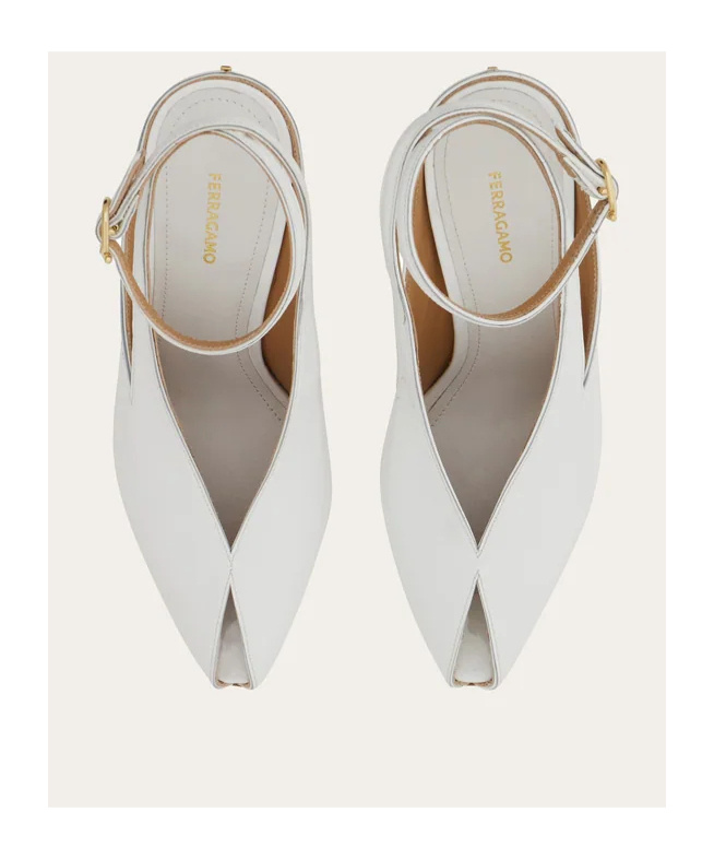 Ferragamo Wedge-heeled Platform Sandals In White