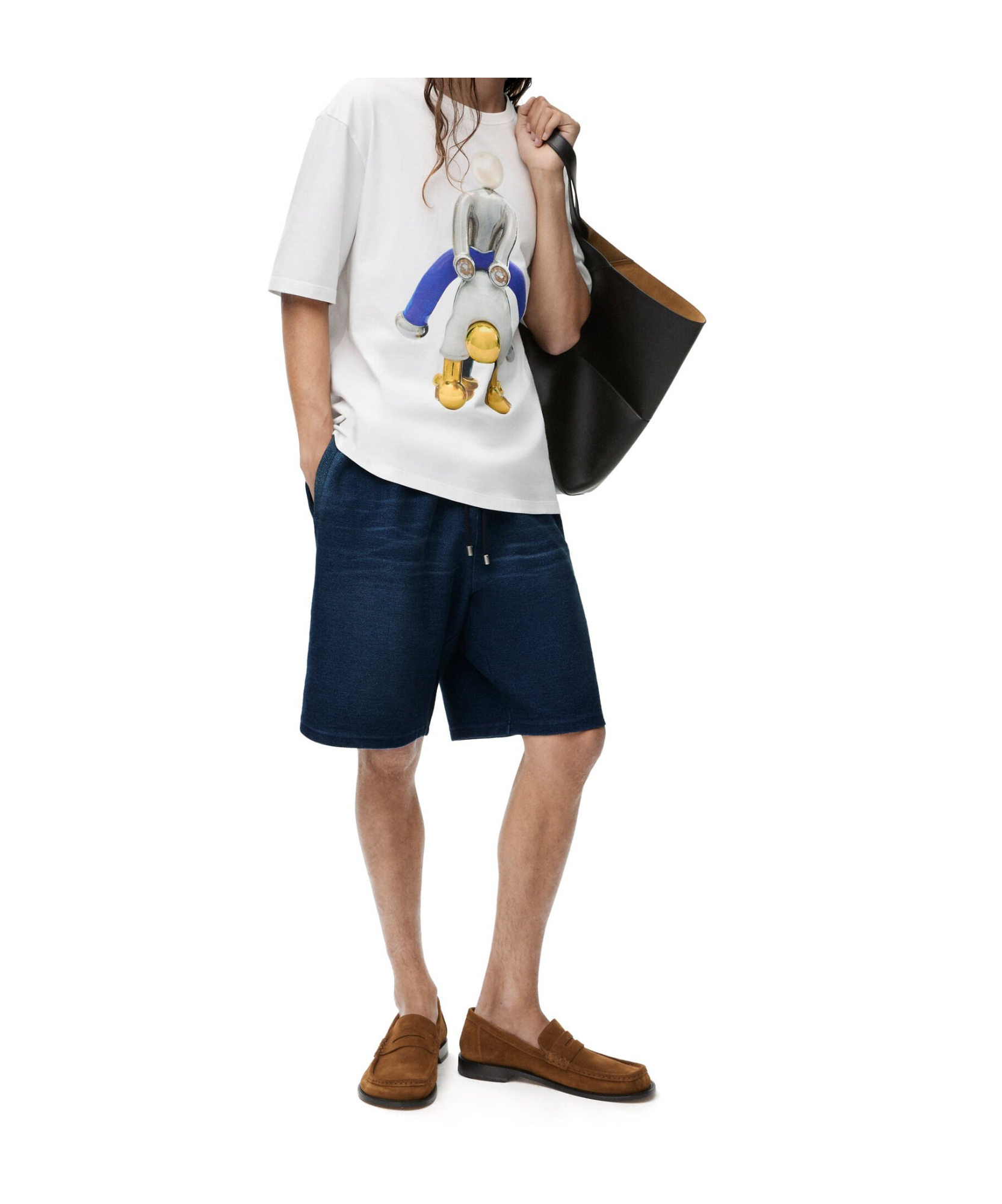 Loewe Drawstring Elastic Waist Shorts In Black