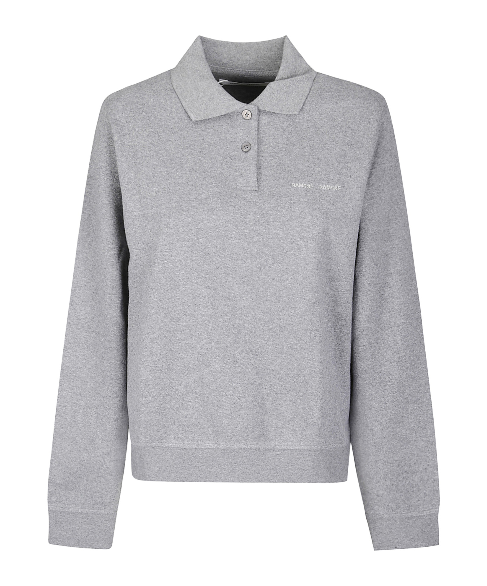 Samsoe & Samsoe Collared Long-sleeve Polo Shirt In Gray