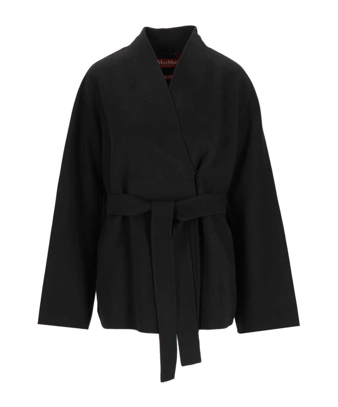 Max Mara Studio Cloak With Adjustable Belt In Black