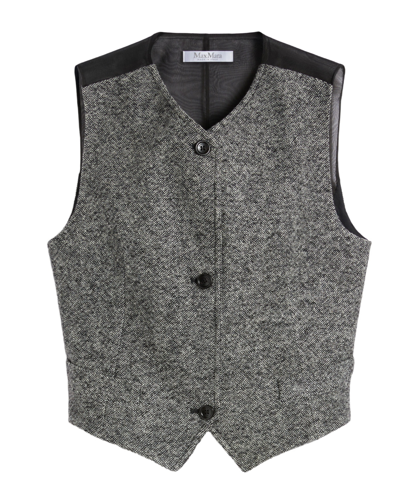Max Mara Wool And Silk Tweed Gilet In Gray