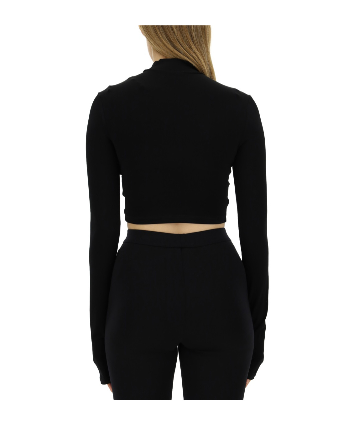 Off-white Laced Up Turtleneck Top In Black