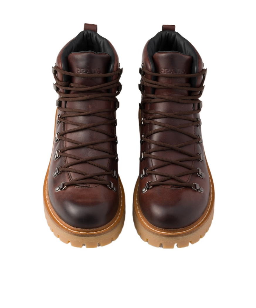 PRADA LACED LEATHER BOOTIES