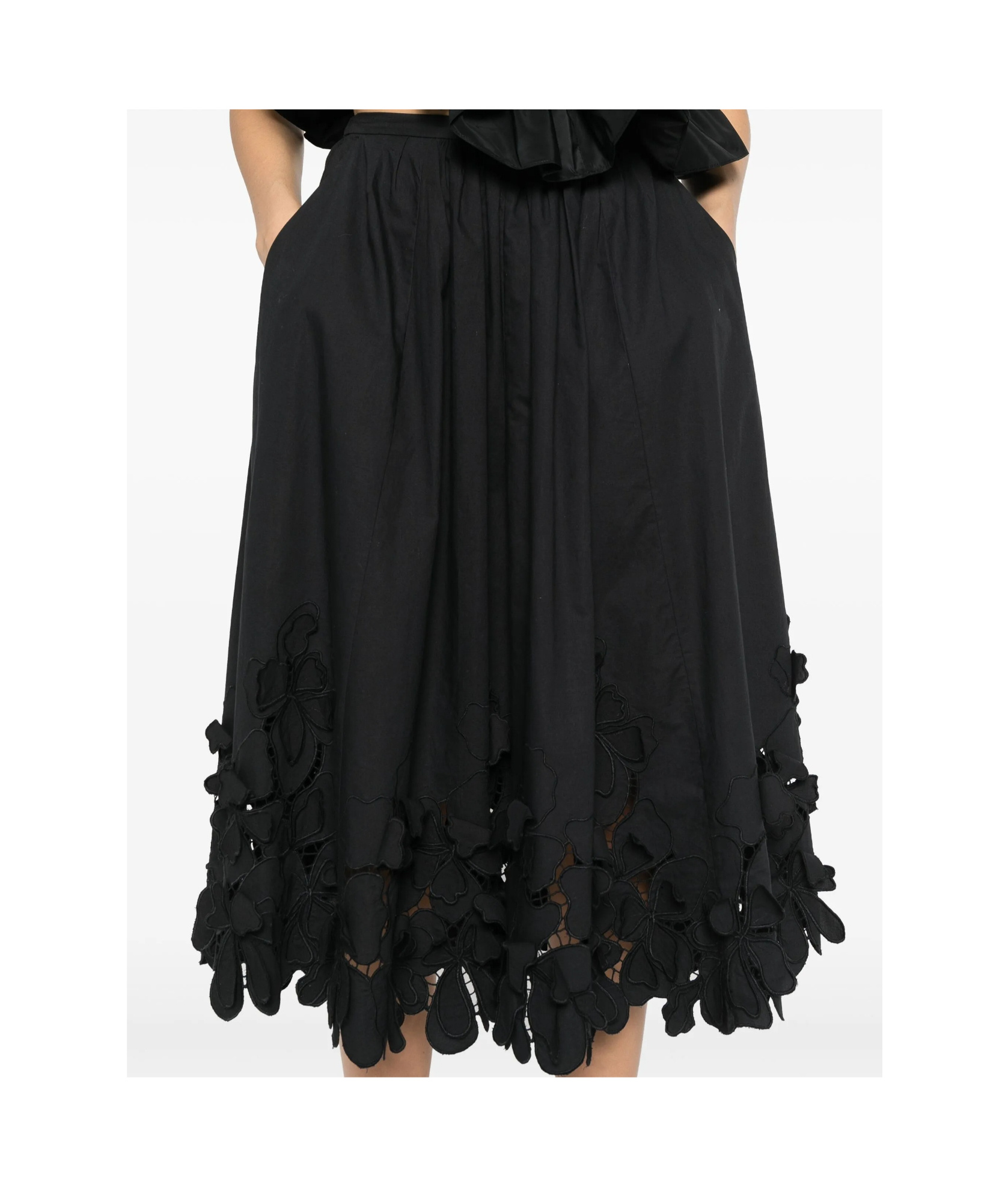 Shop Forte Forte Floral-appliqué Midi Skirt