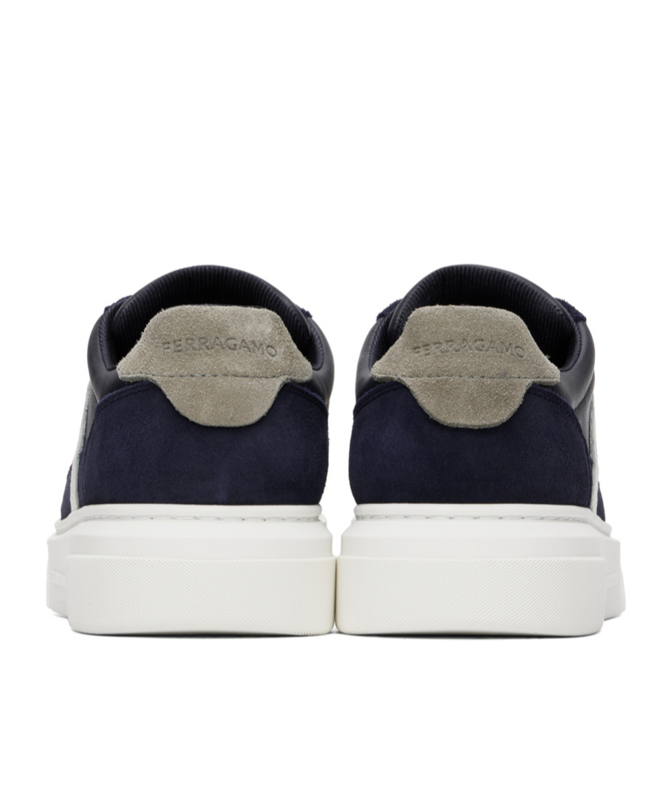 Ferragamo Low Top Sneaker With Gancini Outline In White