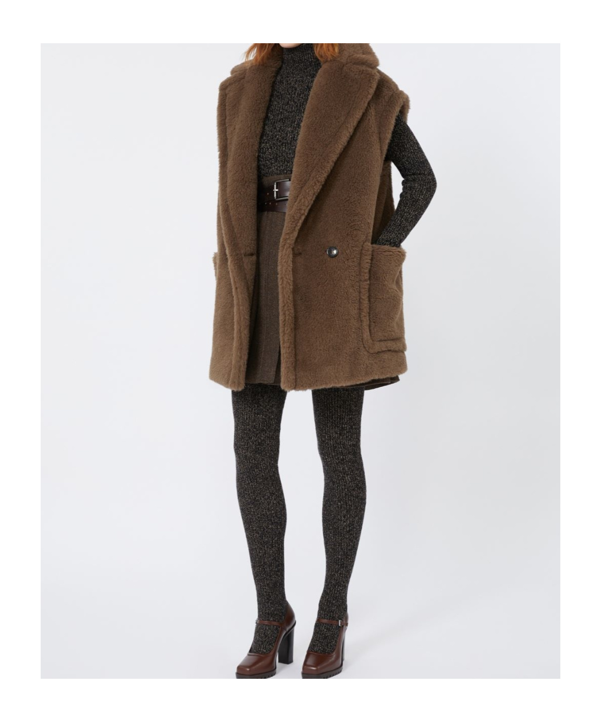 Max Mara Short Wool Skirt In Brown