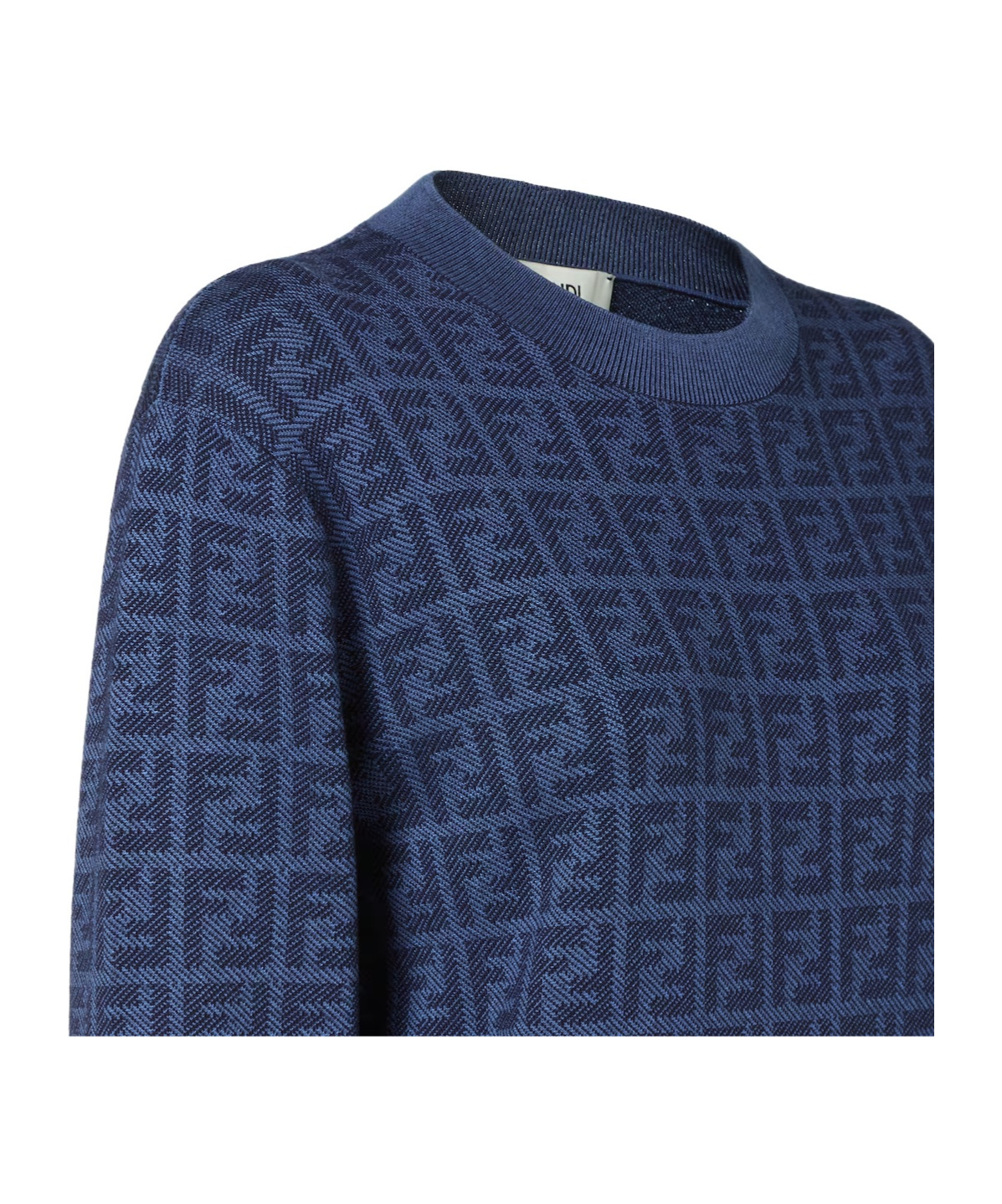 Fendi Blue Wool And Silk Ff Jumper In Blue