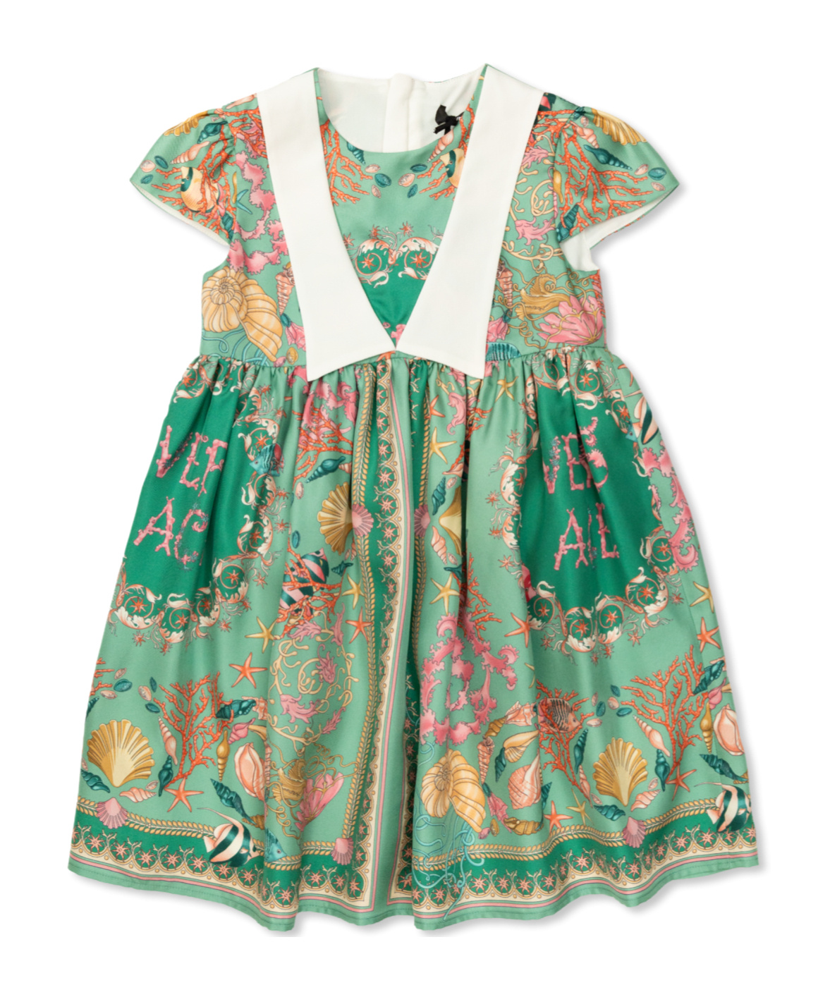 Versace Printed Tulle Dress In Green