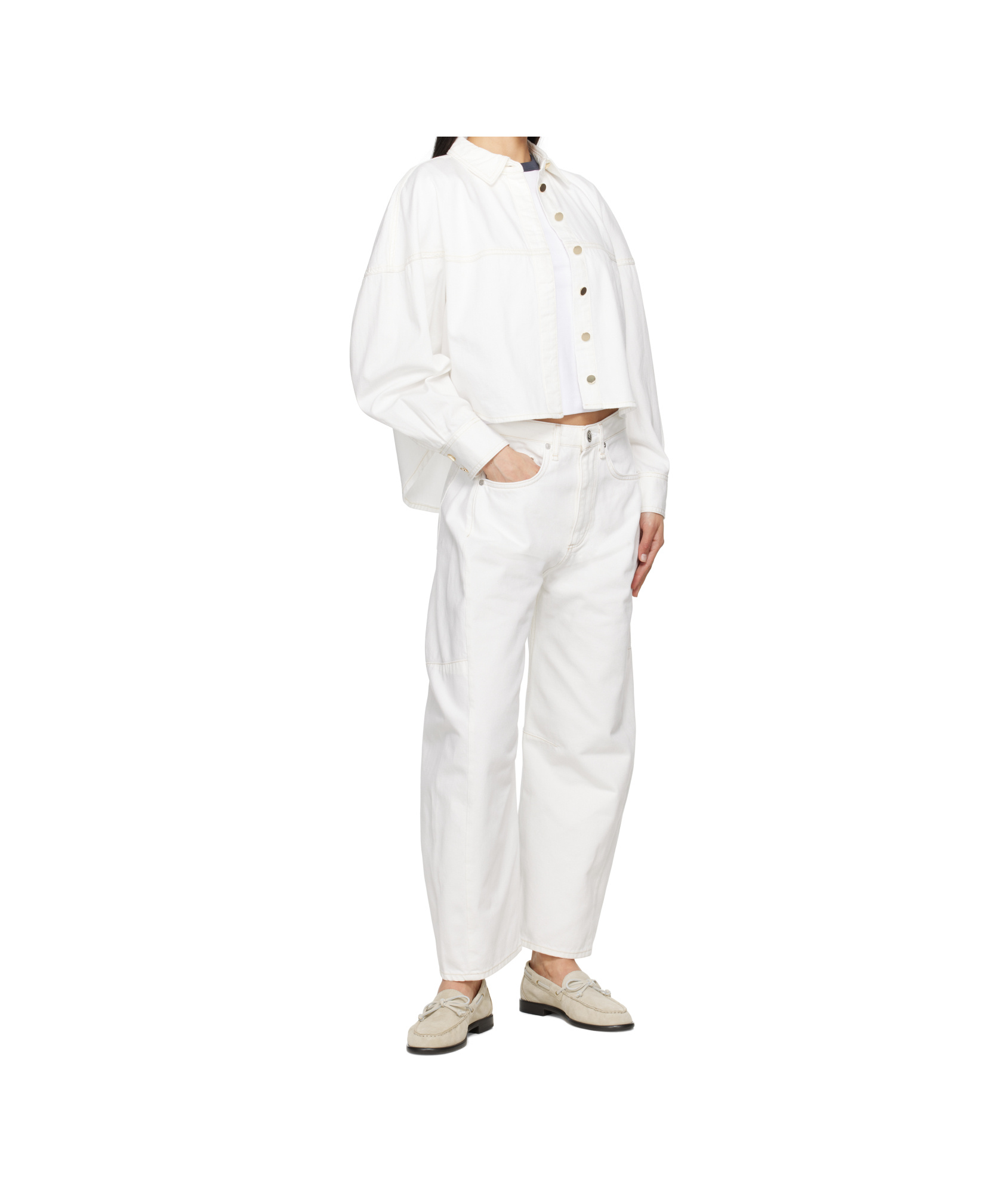 Rag & Bone White Charlie Ankle-length Barrel Jeans