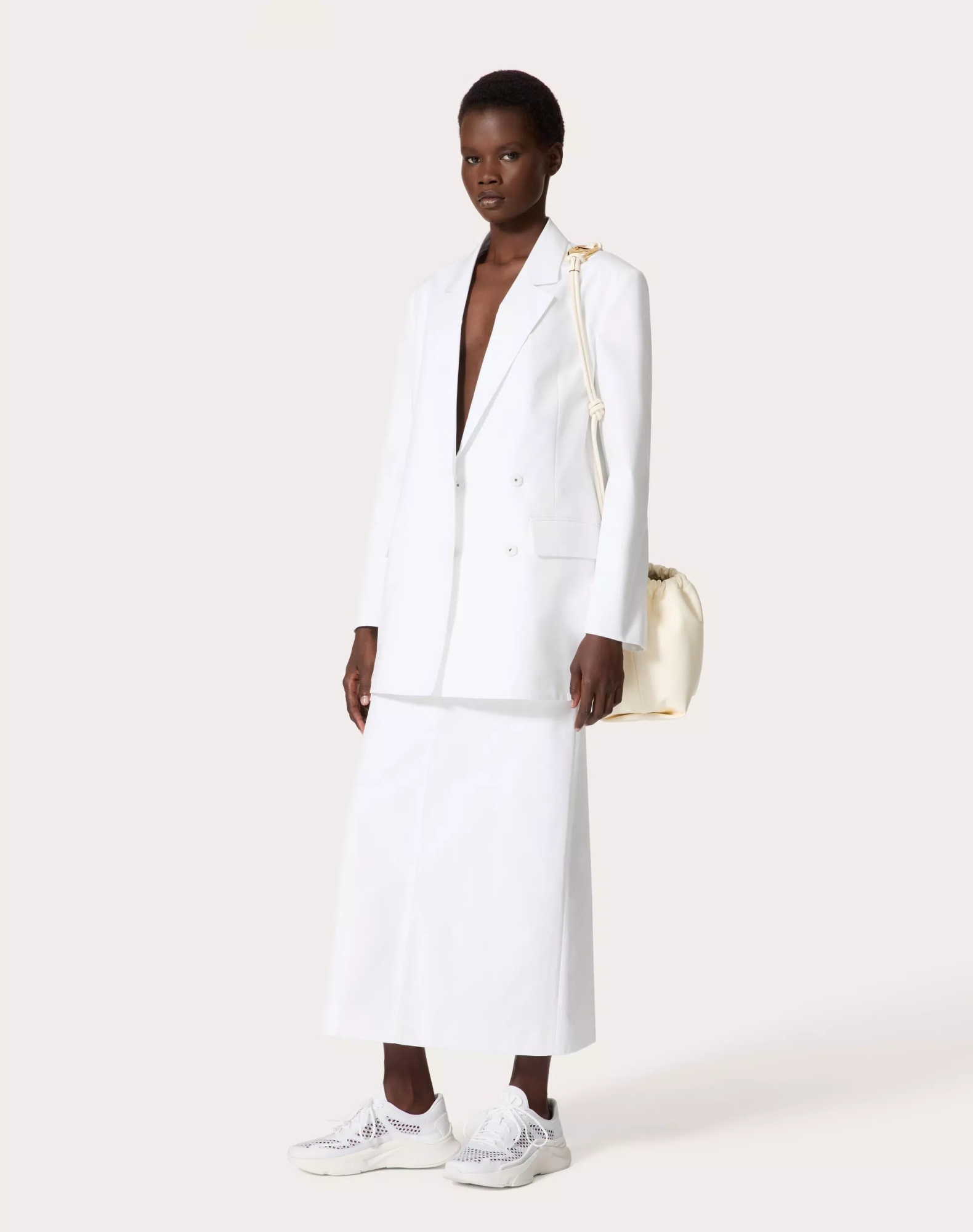 Valentino Single Breast Cotton Jacket In White