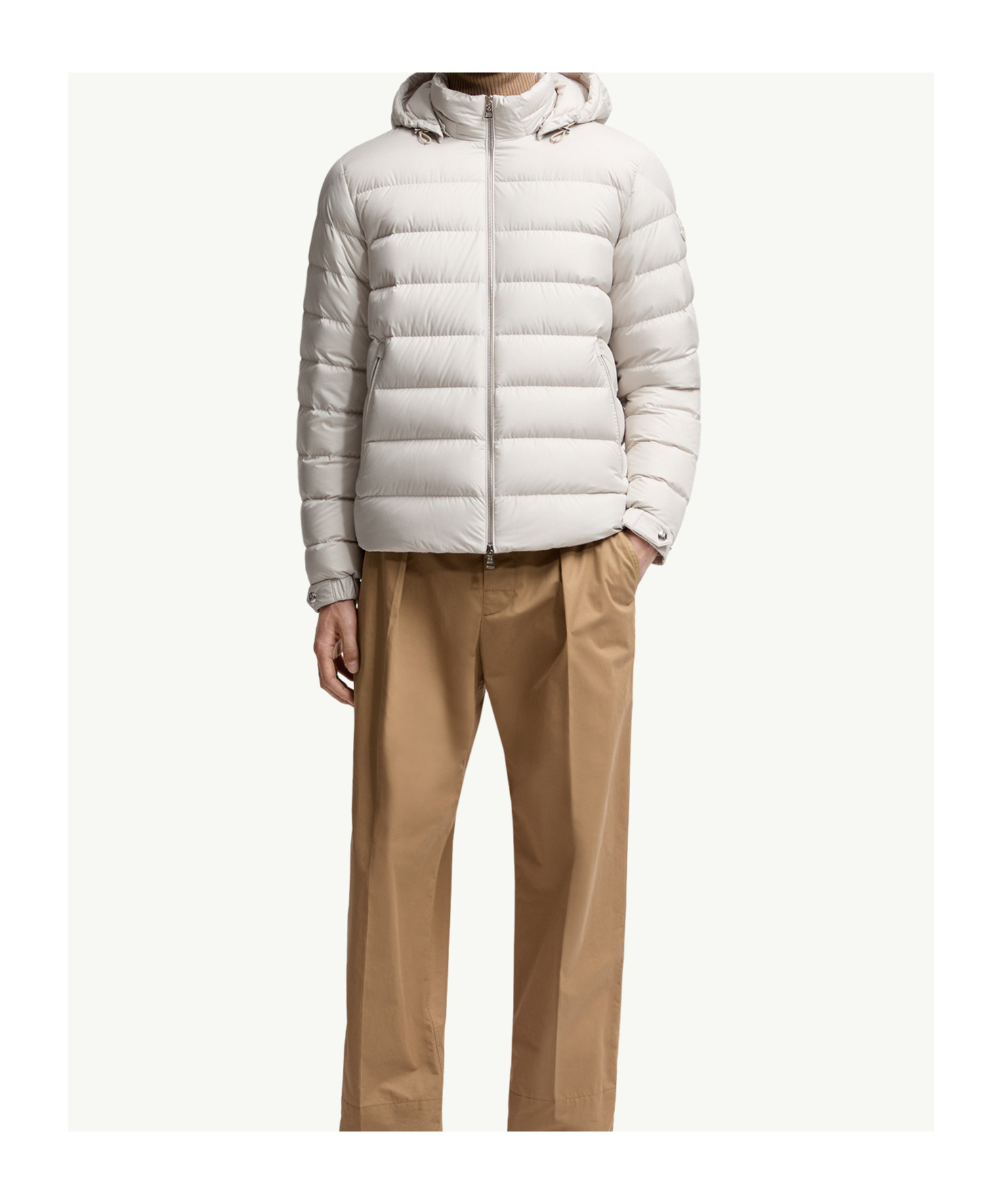 Moncler Arneb Hooded Cropped Down Jacket In White