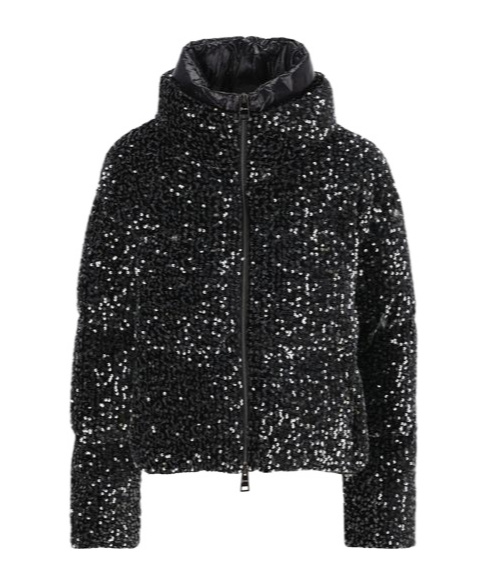 Herno Cape In Sequined Velvet And Nylon In Black