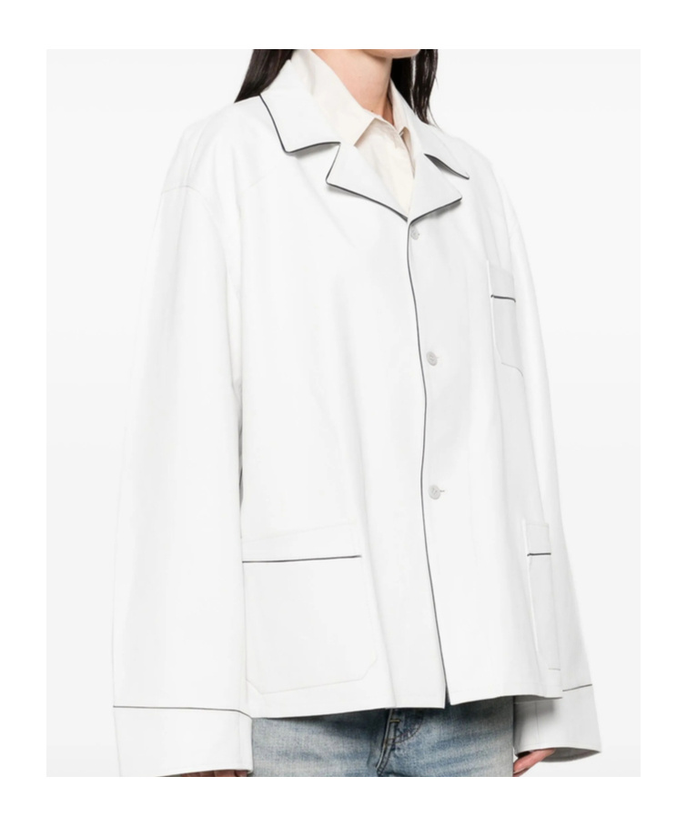 Prada Lapel Long Sleeve Shirt In White