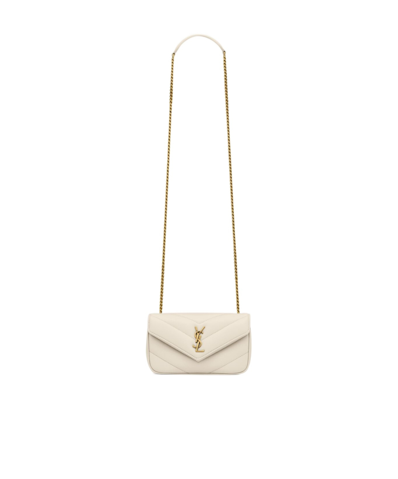 Saint Laurent Loulou Mini In Lambskin In Retro White