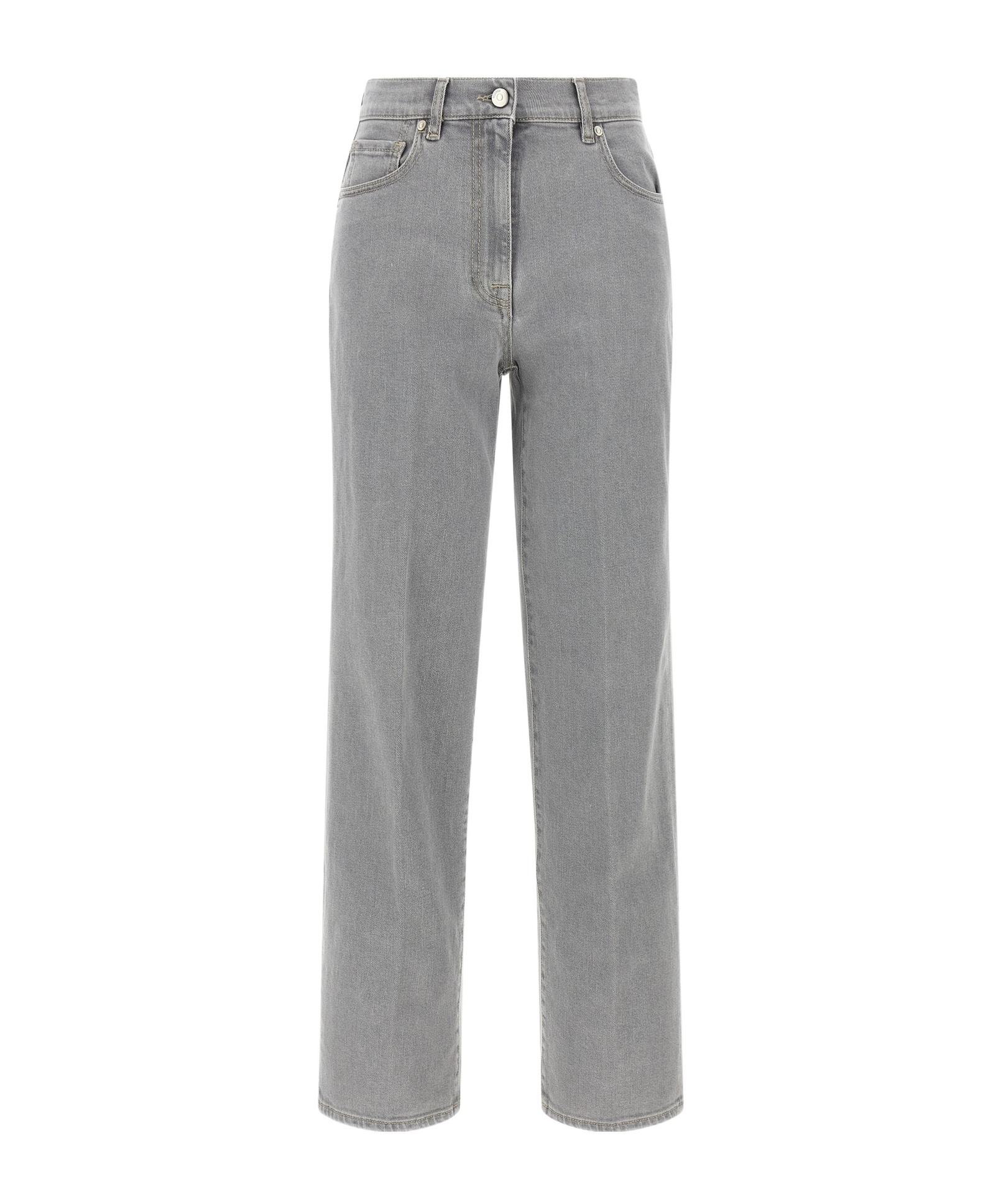 Peserico Stretch Denim Trousers With Back Patch Pocket In Gray