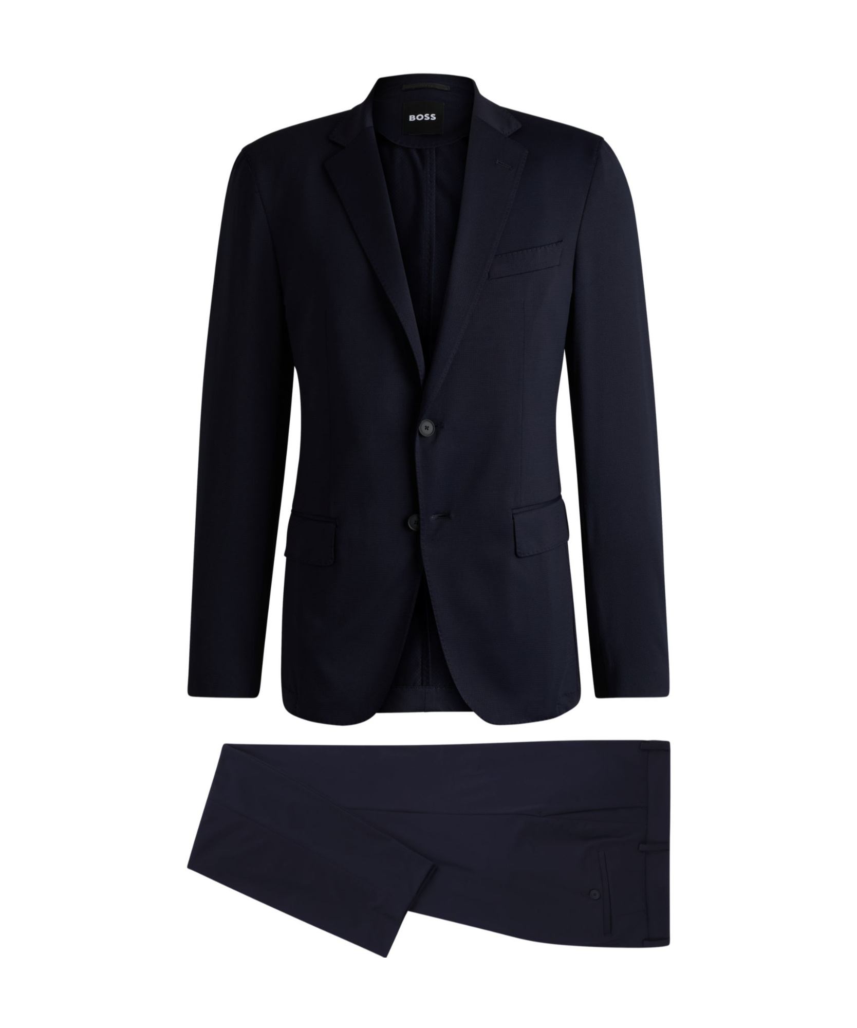Hugo Boss Slim-fit Washable Suit In Patterned Performance-stretch Fabric In Black