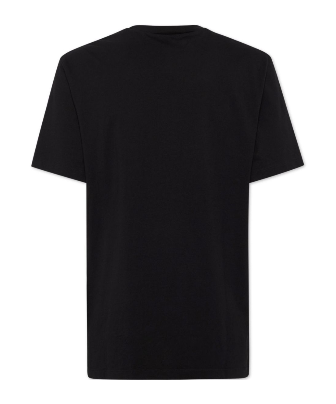 Dsquared2 Men Black Crew-neck T-shirt With Logo On The Front In Cotton Man In Black