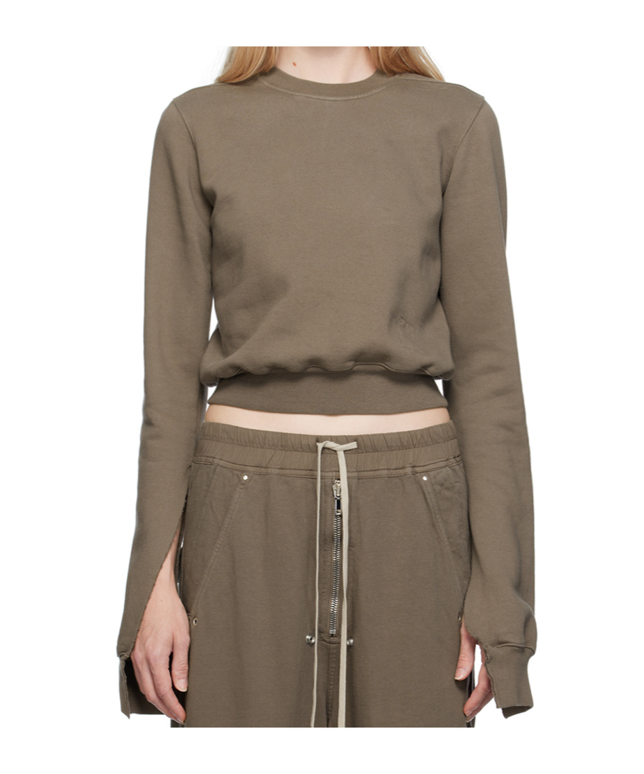 Rick Owens Drkshdw Gray Raw Edge Sweatshirt In Brown