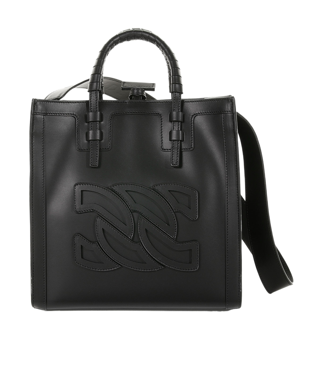 Casadei Beauriva Logo-patch Shopper Bag In Black